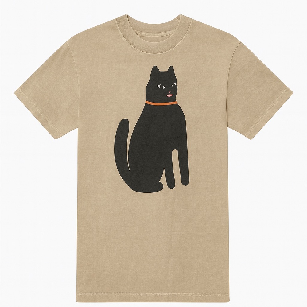 Tan Cat Graphic T-Shirt